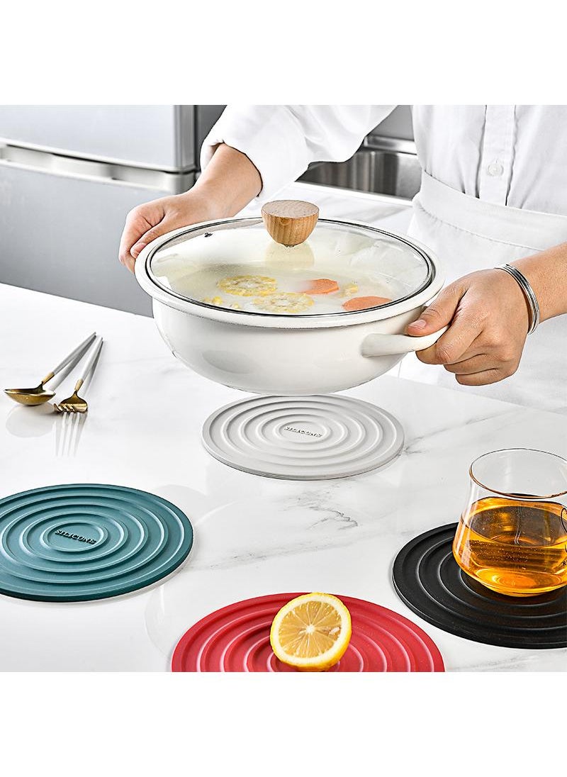 General - 1 Set Of Thickened Circular Thermal Insulation Pads With Storage Rack Pot And Bowl Mats Anti Scalding And High-Temperature Resistant Dining Table Mats Cup Mats Anti Slip Mats - Image 1