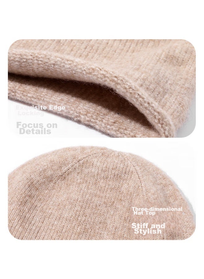 Hstyle Handu Yishu Wool Blend Hat For Women, Autumn And Winter Warm Knitted Beanie, Ladies' Knitted Hat, Postpartum Hat, Winter Cold-proof Windproof Winter Cap - Image 4