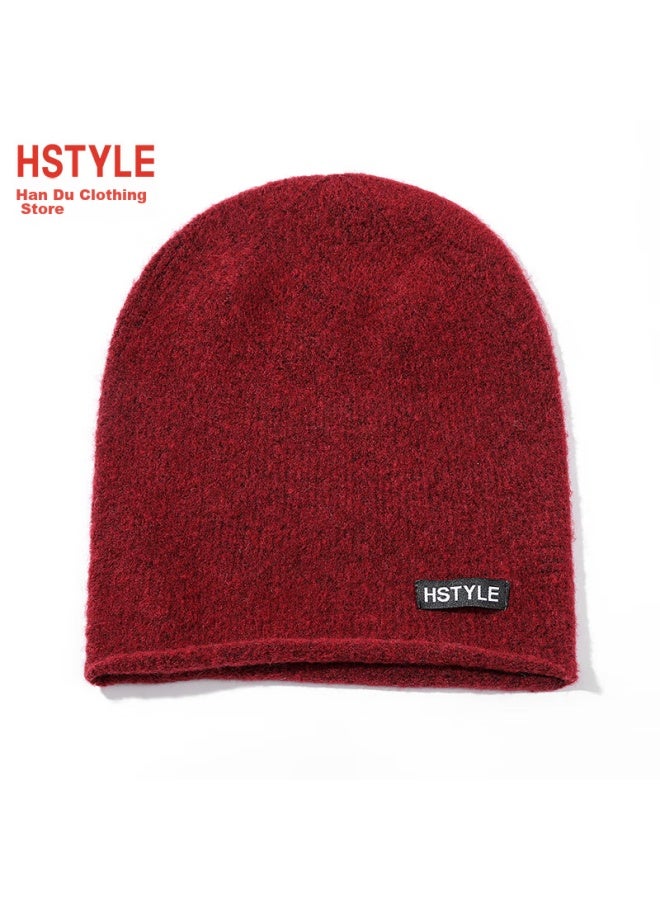 Hstyle Handu Yishu Wool Blend Hat For Women, Autumn And Winter Warm Knitted Beanie, Ladies' Knitted Hat, Postpartum Hat, Winter Cold-proof Windproof Winter Cap - Image 3