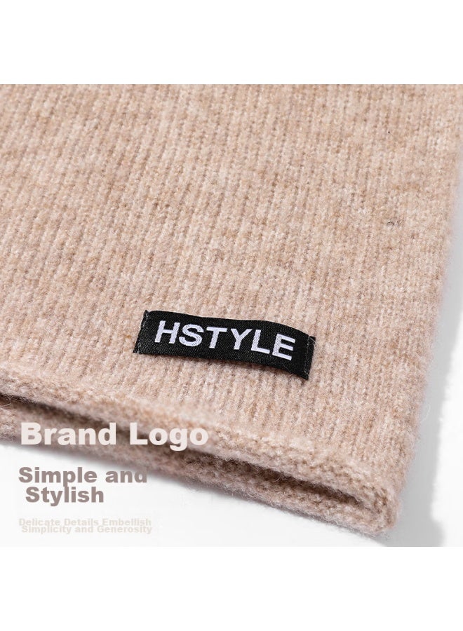 Hstyle Handu Yishu Wool Blend Hat For Women, Autumn And Winter Warm Knitted Beanie, Ladies' Knitted Hat, Postpartum Hat, Winter Cold-proof Windproof Winter Cap - Image 5