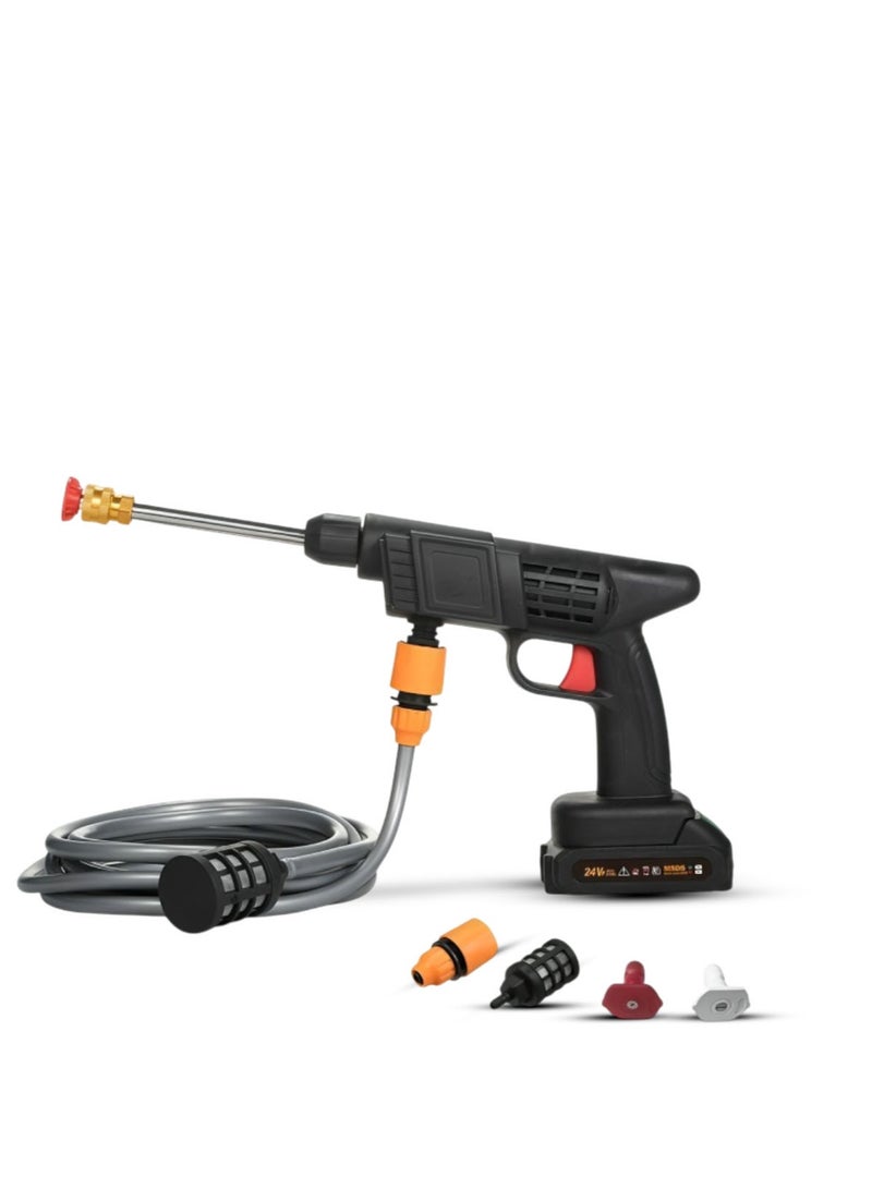 مسدس ماء عالي الضغط محمول لاسلكي 8 في 1 فوهة كهربائية عالية الطاقة قابلة لإعادة الشحن بطارية قابلة لإعادة الشحن تنظيف كهربائي يدوي لتنظيف السيارة و الأرضيات و سقي الزهور - Image 5