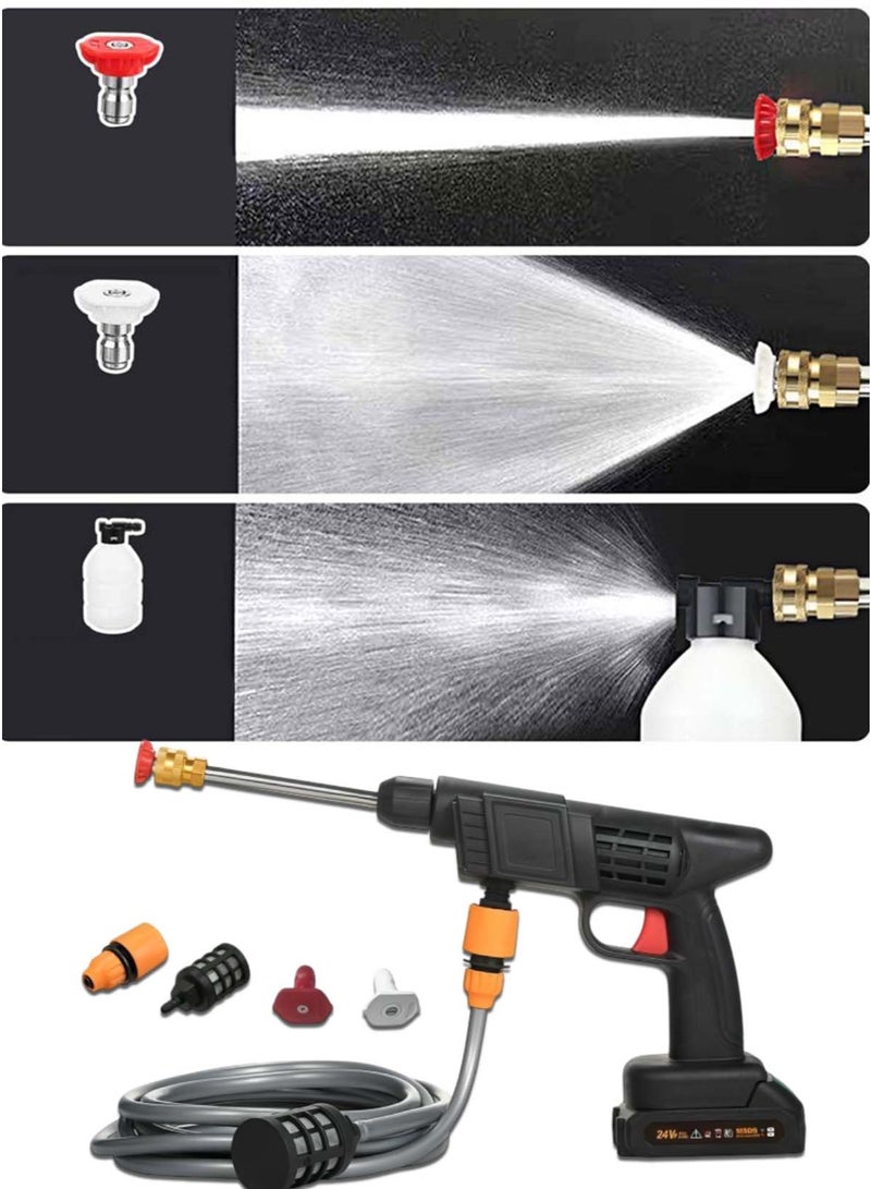 مسدس ماء عالي الضغط محمول لاسلكي 8 في 1 فوهة كهربائية عالية الطاقة قابلة لإعادة الشحن بطارية قابلة لإعادة الشحن تنظيف كهربائي يدوي لتنظيف السيارة و الأرضيات و سقي الزهور - Image 2