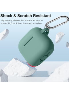Generic Soft Silicone Full Protective Case Cover for Apple AirPods 4 Case with Keychain Case Accessories for Women Men (Green)  - Image 2