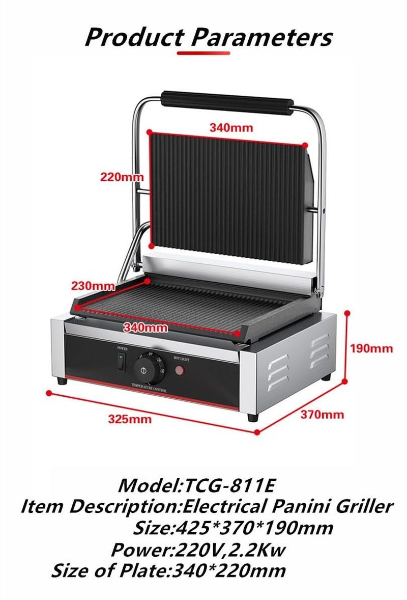 PREMIER KITCHEN MACHINERY Heavy Duty Electrical Sandwich Griller Hotel Restaurant Equipment Griddle 22KW  - Image 3