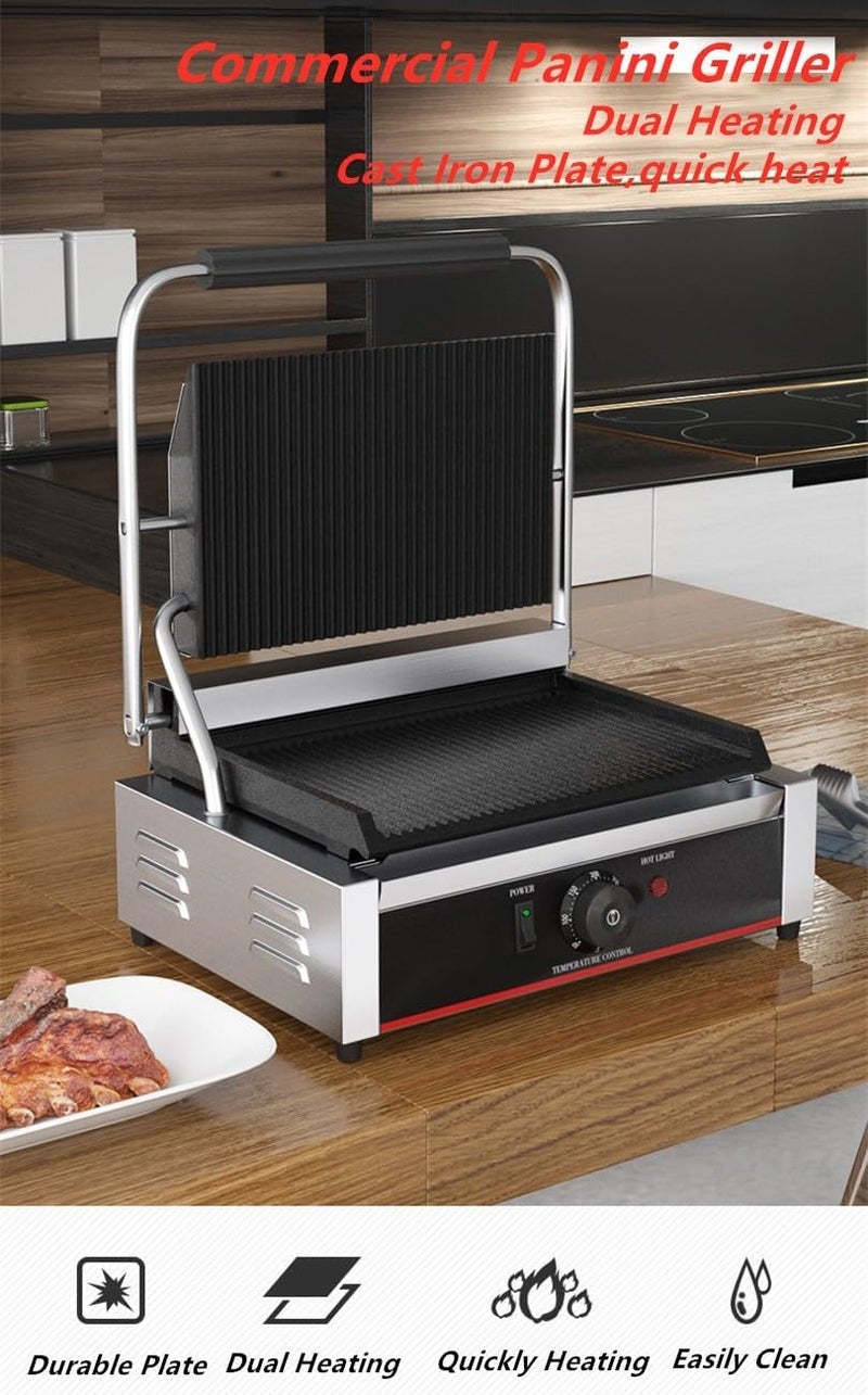 PREMIER KITCHEN MACHINERY Heavy Duty Electrical Sandwich Griller Hotel Restaurant Equipment Griddle 22KW  - Image 5