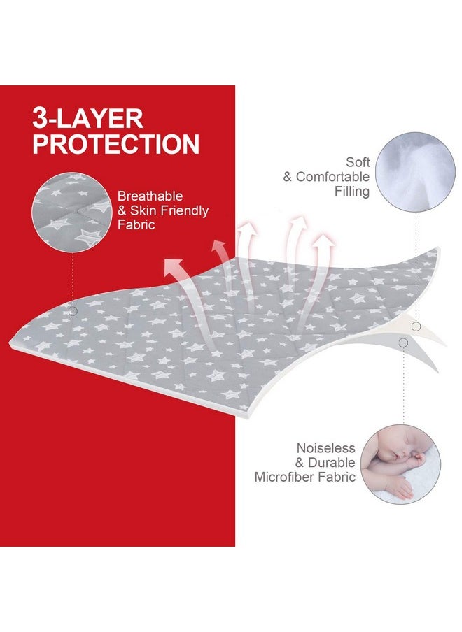 Moonsea Pack And Play Sheet Quilted, Breathable Thick Playard Lovely Print Cover 39"×27"×5" Compatible With Graco Pack N Play, Suitable For Foldable Mattress Pack And Play Pad, Gray Star  - Image 2