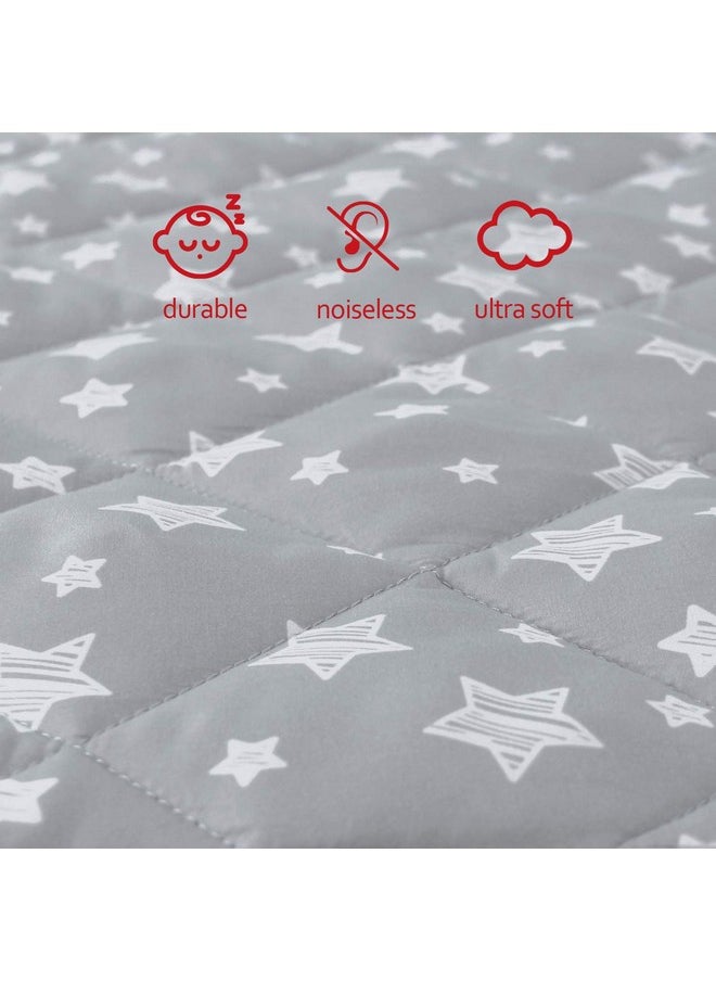 Moonsea Pack And Play Sheet Quilted, Breathable Thick Playard Lovely Print Cover 39"×27"×5" Compatible With Graco Pack N Play, Suitable For Foldable Mattress Pack And Play Pad, Gray Star  - Image 4