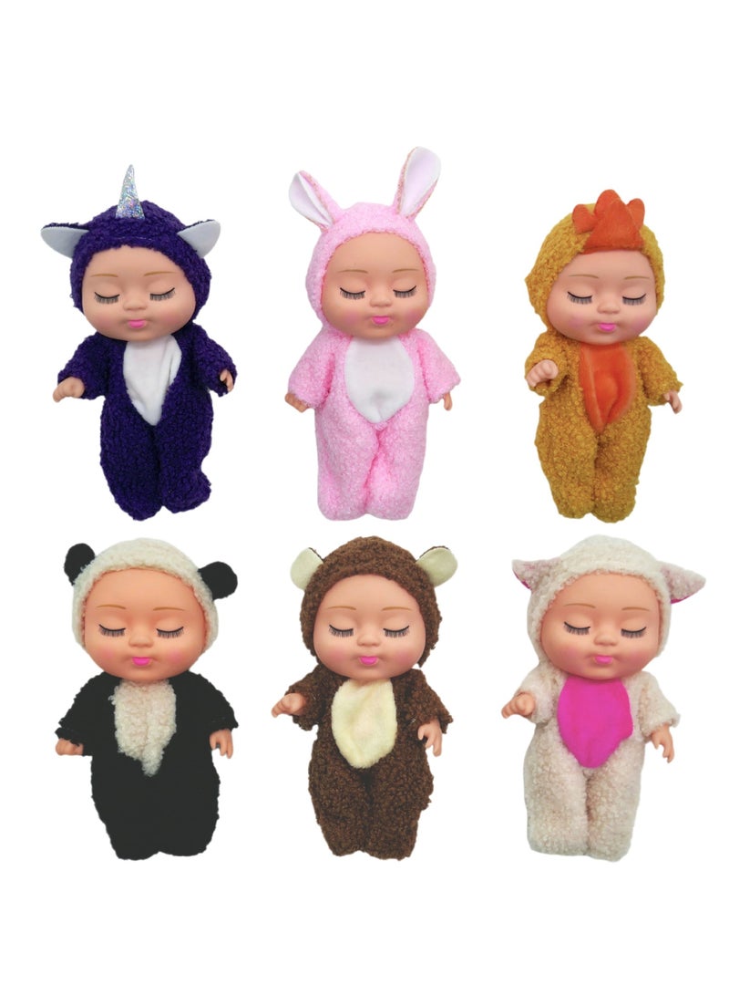 Mini Sleep Doll, 6 Pieces Realistic Baby Doll, Doll Set, Interchangeable Clothes, Washable, Mini Rebirth Doll, Girl Doll, Kids Toys +3 years old - Image 2