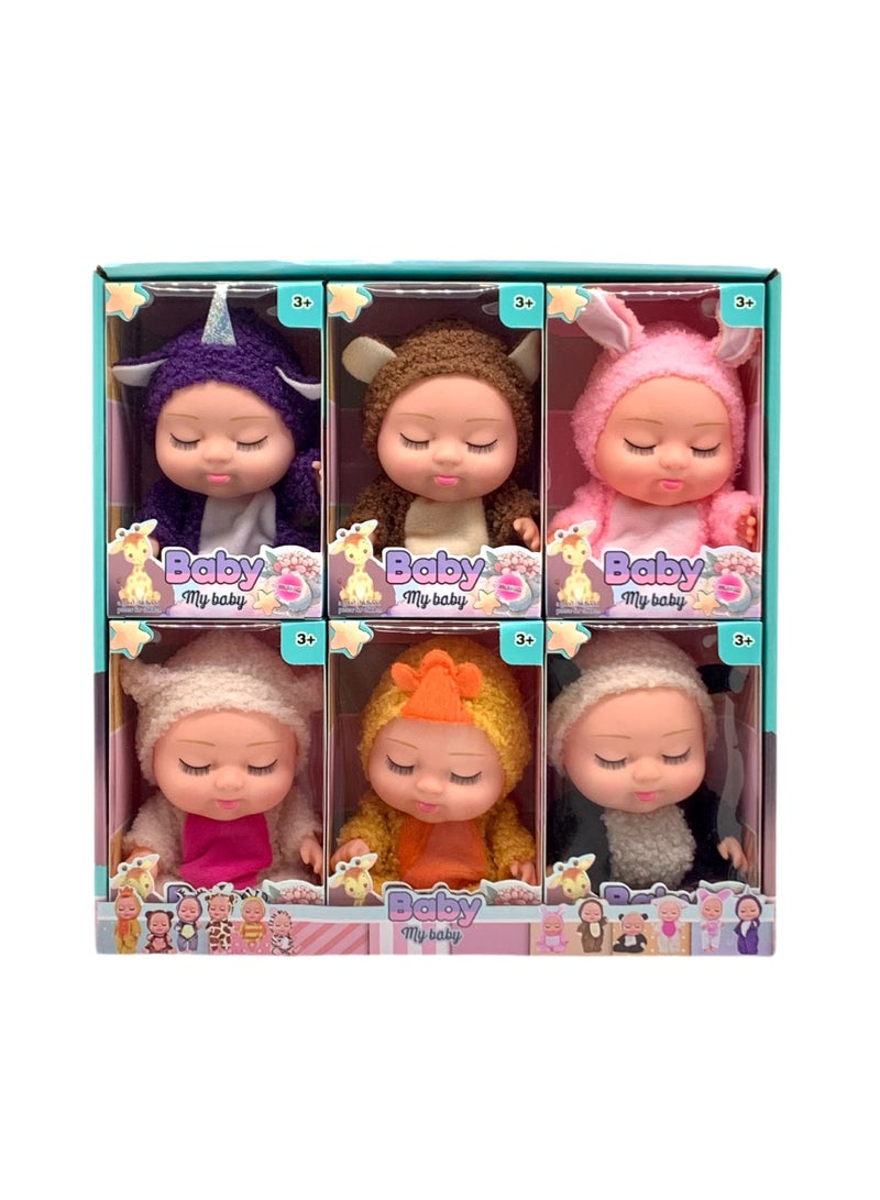 Mini Sleep Doll, 6 Pieces Realistic Baby Doll, Doll Set, Interchangeable Clothes, Washable, Mini Rebirth Doll, Girl Doll, Kids Toys +3 years old - Image 1