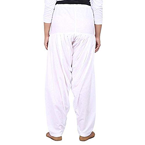 ANARO White Cotton Regular Fit Patiala Salwar(Pant) For Women (Size 48W X 39L) - Image 3