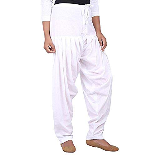 ANARO White Cotton Regular Fit Patiala Salwar(Pant) For Women (Size 48W X 39L) - Image 2
