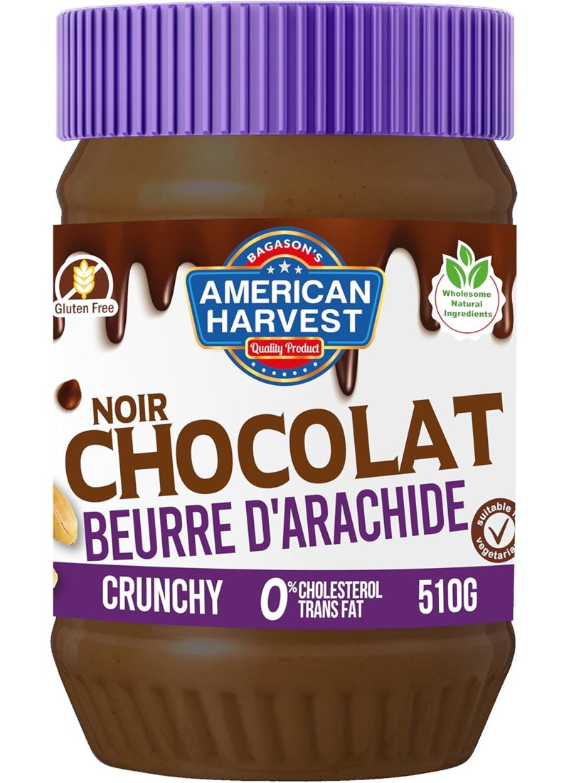 American Harvest Dark Chocolate Peanut Butter Crunchy 510g  - Image 2