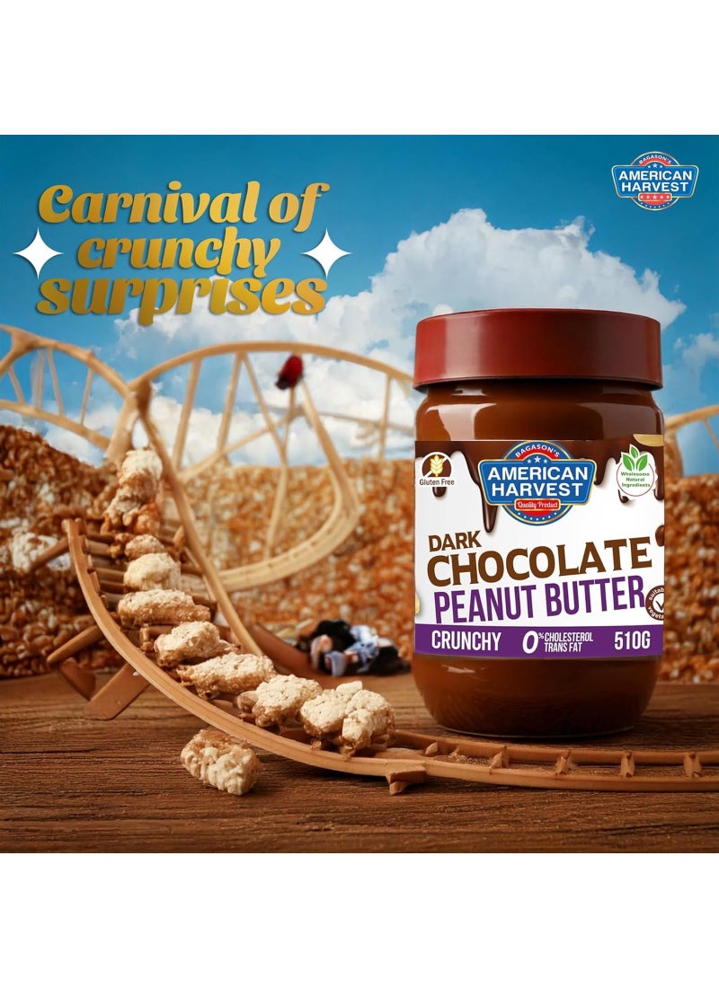 American Harvest Dark Chocolate Peanut Butter Crunchy 510g  - Image 5