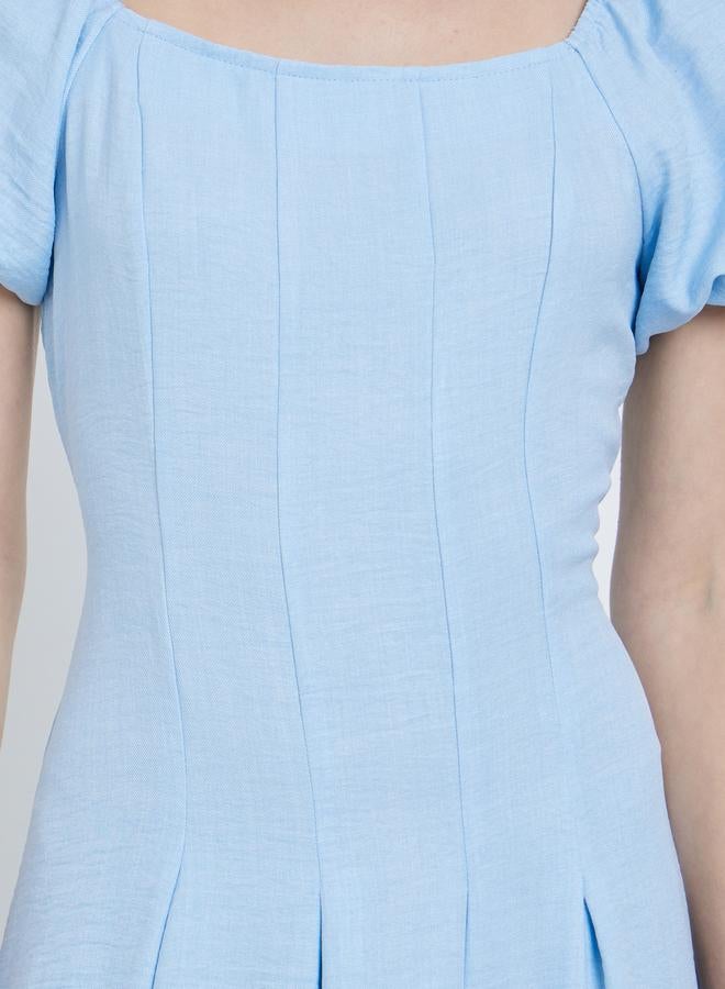 تايك تو فستان طويل سادة بأكمام منفوخة - Image 4