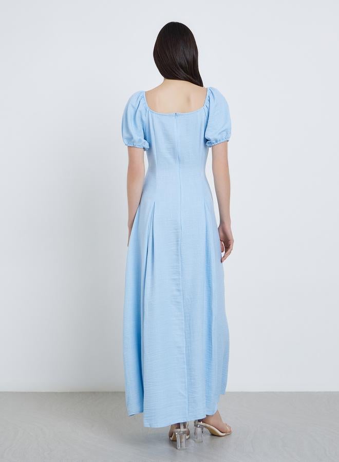 تايك تو فستان طويل سادة بأكمام منفوخة - Image 5