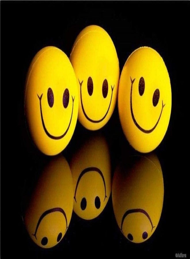 Peeplvalue Cute Funny Yellow Emoji Happy Smiley Face Squeeze Sponge Balls (Set of 12 ) - Image 4