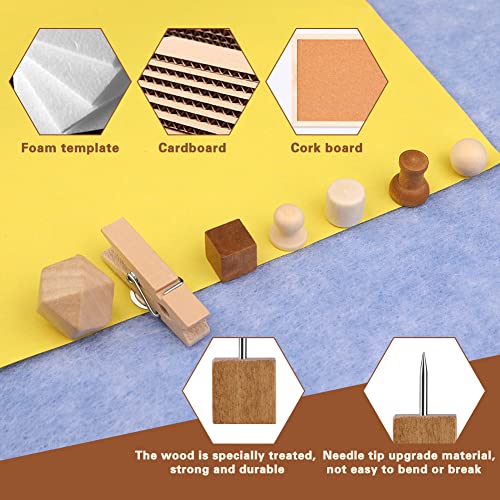 IMZAY 270 Pcs Wood Push Pins, 2 Colors and 7 Types Decorative Thumb Tacks Wooden Head Pin Marking Pin, Wood Thumb Tacks Decorative for Bulletin Boards Craft Projects with Storage Box - Image 4