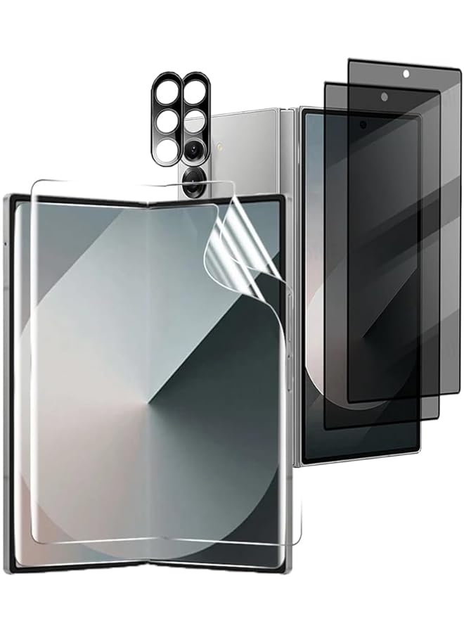 erorex 6Pcs Compatible With Samsung Galaxy Z Fold 6 Privacy Screen Protector 9H Hardness Tempered Glass With Tpu Flexible Protective Film Camera Lens Protector Scratch Resistant Bubble Free - Image 1