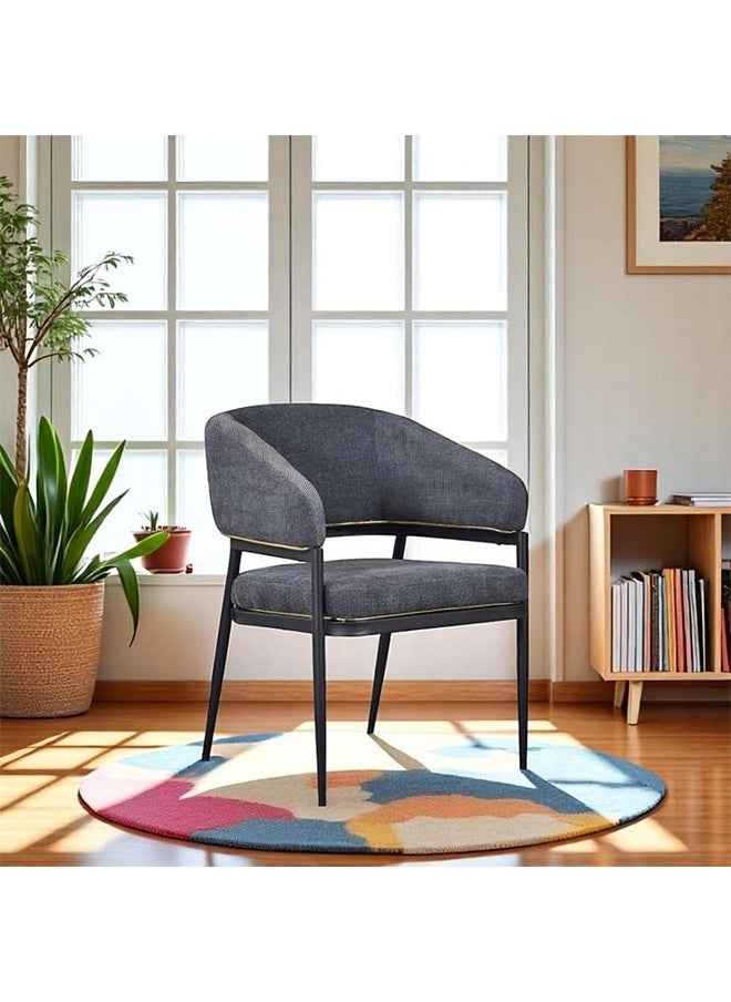 NZONE STORE Dining chair, Fabric Dining Side Chair With Metal Frame 83x58x54cm Dark Grey  - Image 1