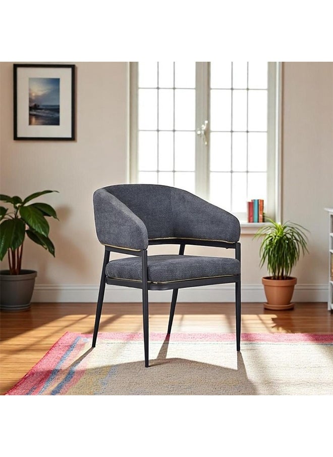 NZONE STORE Dining chair, Fabric Dining Side Chair With Metal Frame 83x58x54cm Dark Grey  - Image 2