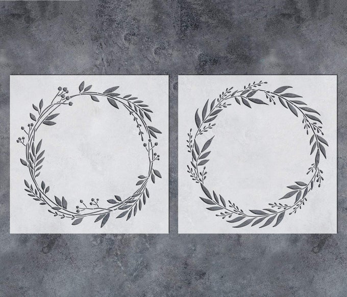 GSS DESIGNS LAUREL WREATH STENCIL 2 PACK REUSABLE LEAF TEMPLATE STENCILS 12X12 INCH FOR PAINTING ON WOOD DIY PLANT OUTDOOR WOOD SIGN HOME DECOR SL092