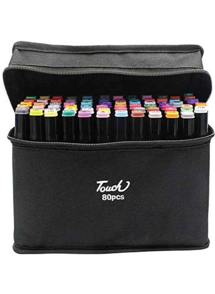 Generic 80 Colors Touch Professional Twin Marker Pen Waterproof Graphic Marker Set For Arts, Sketch, Manga W/bag  - Image 1
