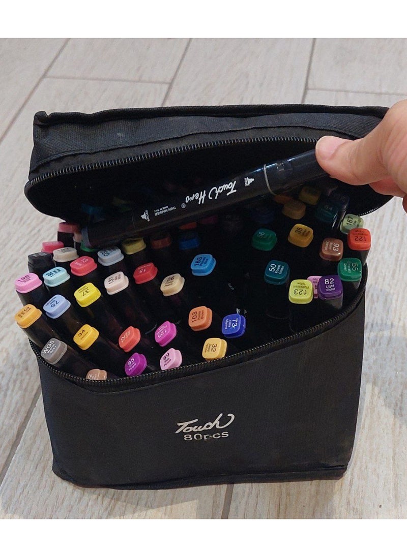 Generic 80 Colors Touch Professional Twin Marker Pen Waterproof Graphic Marker Set For Arts, Sketch, Manga W/bag  - Image 2