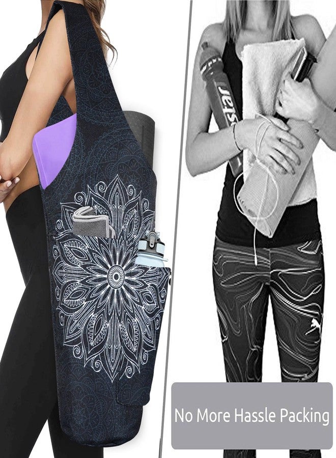 BagYG Yoga Mat Bag - Large Opening Long Tote Yoga Mat Carrier Holder Bag with Waterproof Wet Zipper Pocket and Drawstring Water Bottle Pocket - Yoga Bag Fit Most Size Mats - Mandala - Image 4