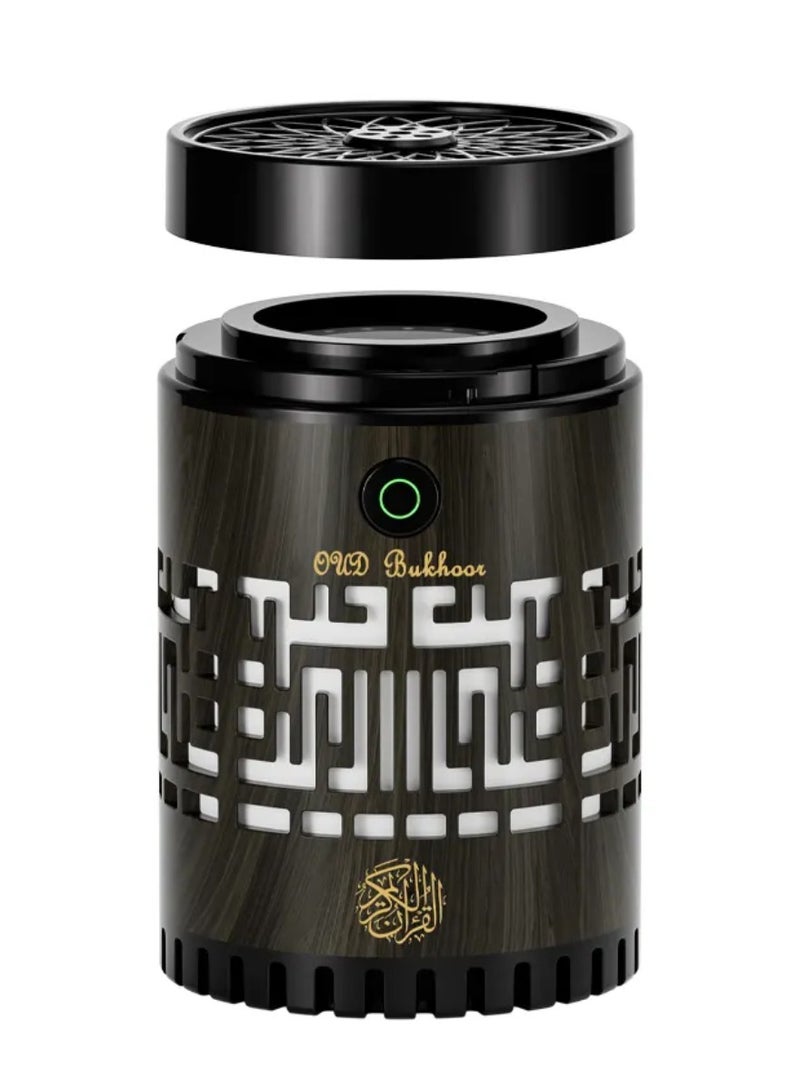 تلواح SQ-309 مكبر صوت قرآن ومبخرة بخور صغيرة مع جهاز تحكم عن بعد وتطبيق مع مكبر صوت بلوتوث متعدد الألوان متغير الإضاءة الليلية مع 15 لغة مكبر صوت قرآن مبخرة بخور 8 جيجا بايت من الخشب الطبيعي - Image 3