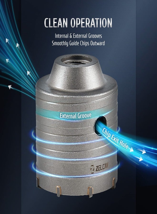 ZELCAN CO-Z 65mm 50mm 30mm SDS Plus Shank Hole Saw Cutter Concrete Cement Stone Wall Drill Bit Kit, Shank Drill Bit Cutter for Brick Concrete Cement Stone - Image 5