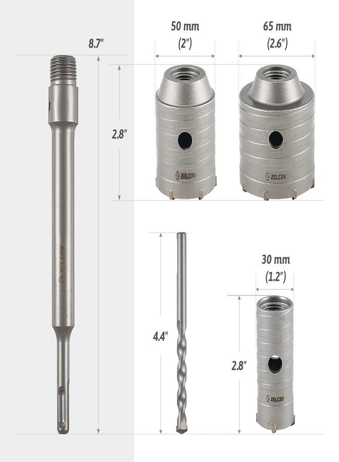 ZELCAN CO-Z 65mm 50mm 30mm SDS Plus Shank Hole Saw Cutter Concrete Cement Stone Wall Drill Bit Kit, Shank Drill Bit Cutter for Brick Concrete Cement Stone - Image 3