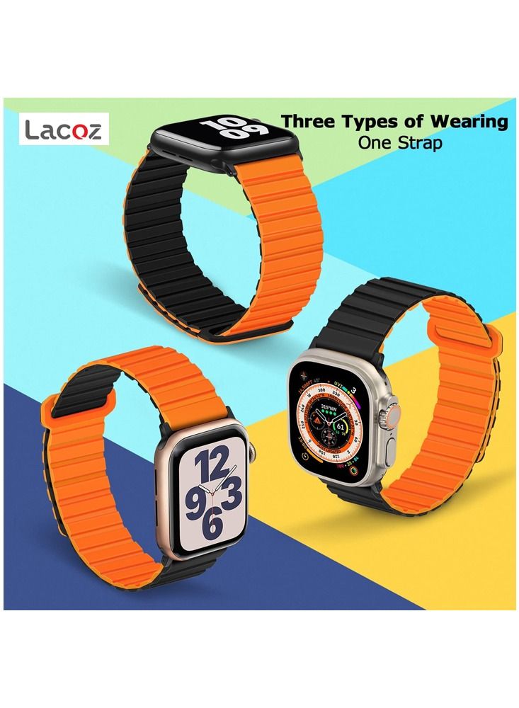 Lacoz Multi Color Magnetic Double Side Silicon Band For Apple Watch 44mm 45mm and 49mm