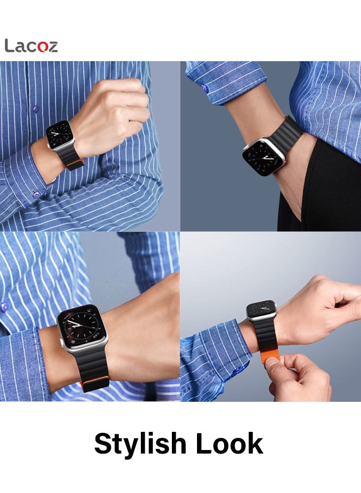 Lacoz Multi Color Magnetic Double Side Silicon Band For Apple Watch 44mm 45mm and 49mm