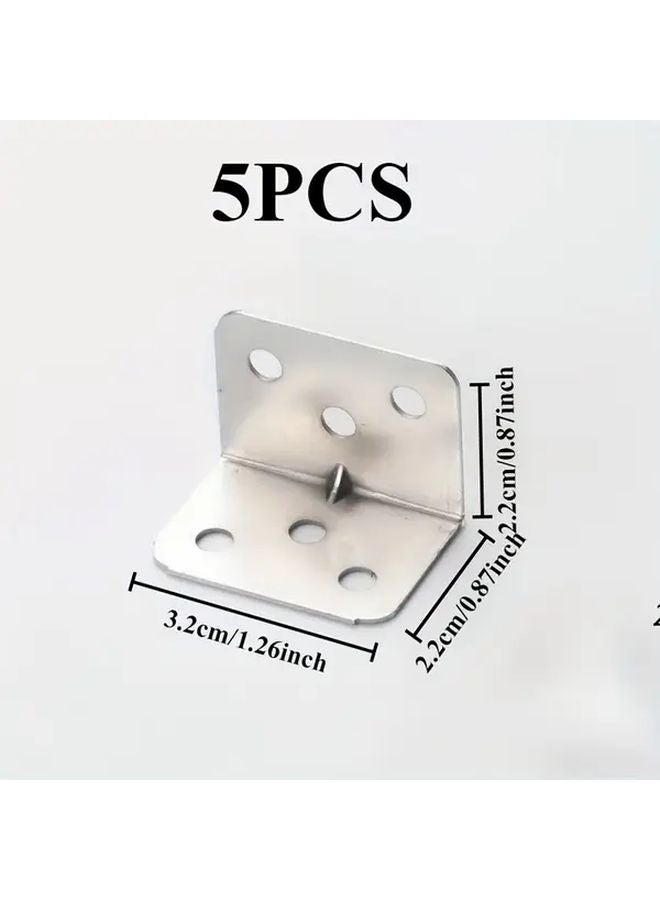 Multifunctional Stainless Steel L Shaped Angle Bracket 90 Degree Right Angle Fixing Connector 5pcs Silvery - Image 1