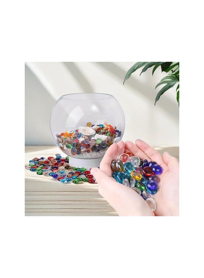 The Bros 12 أونصة من الحصى الزجاجي المسطح للزهور، خرز زجاجي ملون مختلط، كرات زجاجية مسطحة صغيرة، حصى أكواريوم، خرز تعبئة الزهور، صخور زجاجية للخزان، أحجار زجاجية للزينة المنزلية والفنون الحرفية - Image 3