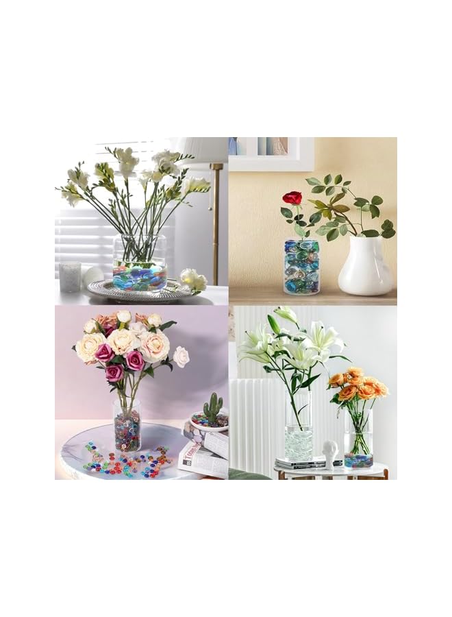 The Bros 12 أونصة من الحصى الزجاجي المسطح للزهور، خرز زجاجي ملون مختلط، كرات زجاجية مسطحة صغيرة، حصى أكواريوم، خرز تعبئة الزهور، صخور زجاجية للخزان، أحجار زجاجية للزينة المنزلية والفنون الحرفية - Image 5