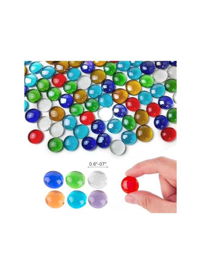 The Bros 12 أونصة من الحصى الزجاجي المسطح للزهور، خرز زجاجي ملون مختلط، كرات زجاجية مسطحة صغيرة، حصى أكواريوم، خرز تعبئة الزهور، صخور زجاجية للخزان، أحجار زجاجية للزينة المنزلية والفنون الحرفية - Image 2