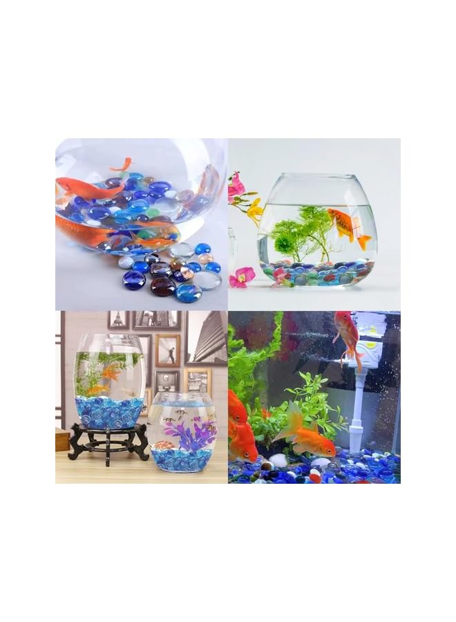 The Bros 12 أونصة من الحصى الزجاجي المسطح للزهور، خرز زجاجي ملون مختلط، كرات زجاجية مسطحة صغيرة، حصى أكواريوم، خرز تعبئة الزهور، صخور زجاجية للخزان، أحجار زجاجية للزينة المنزلية والفنون الحرفية - Image 4