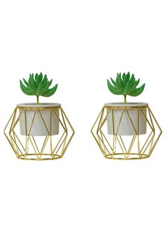 AIWANTO 2Pcs Artificial Flowers Pots Plants Artificial for Decoration Home Balcony Decor Plants Green  - Image 2