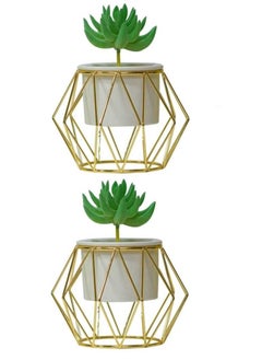 AIWANTO 2Pcs Artificial Flowers Pots Plants Artificial for Decoration Home Balcony Decor Plants Green  - Image 1
