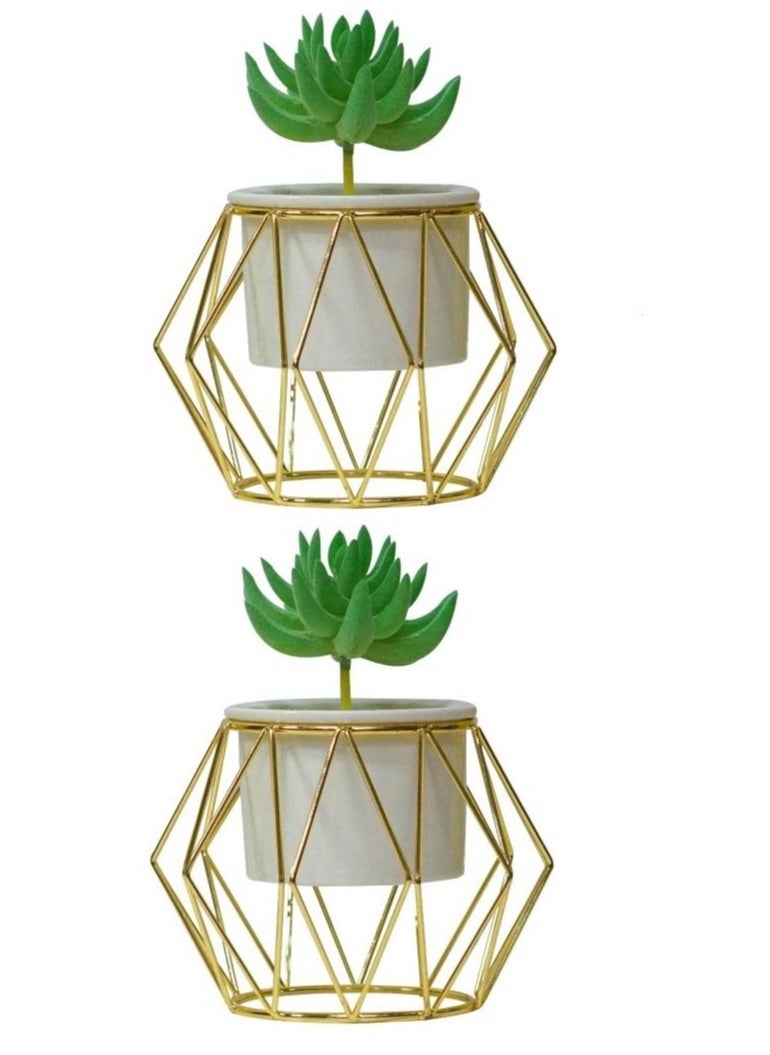 AIWANTO 2Pcs Artificial Flowers Pots Plants Artificial for Decoration Home Balcony Decor Plants Green  - Image 1