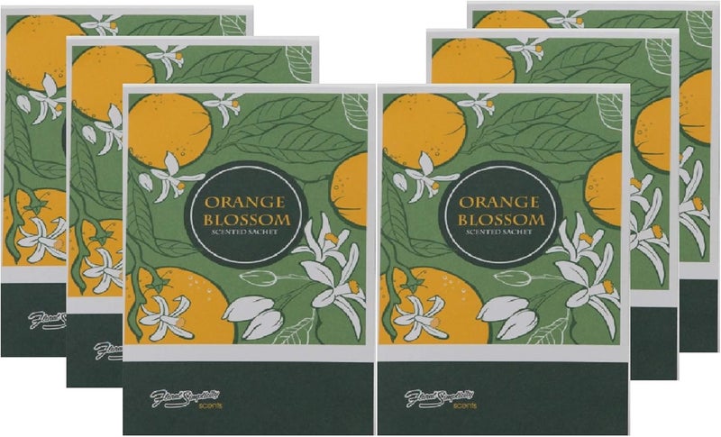 FloralSimplicity Orange Blossom Scented Sachets Pack of 6, Spring and Summer - Long-Lasting Scented Bags, Home Fragrance, Air Freshener & Deodorizer for Closet, Room, Drawer, or Cars, Made in USA - Image 1