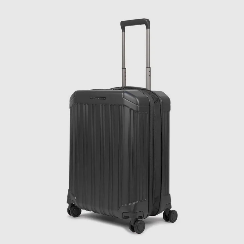 بيكوادرو حقيبة سفر Piquadro BV5398PQL للمقصورة | حقيبة كابينة بهيكل صلب من البولي كربونيت (PC) قابلة للتوسعة مع قفل TSA، منفذ USB، و4 عجلات مزدوجة دوارة