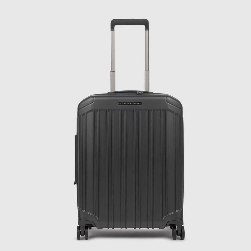 بيكوادرو حقيبة سفر Piquadro BV5398PQL للمقصورة | حقيبة كابينة بهيكل صلب من البولي كربونيت (PC) قابلة للتوسعة مع قفل TSA، منفذ USB، و4 عجلات مزدوجة دوارة