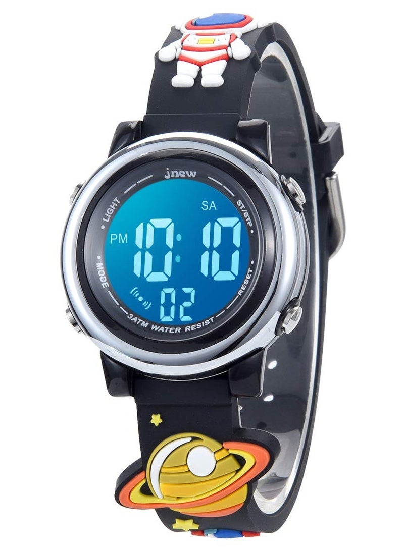 Zikra ساعات رقمية مضيئة للأطفال للبنات والأولاد بتصميم كرتوني ثلاثي الأبعاد مع 7 ألوان مضيئة مقاومة للماء للرياضة في الهواء الطلق ساعة يد إلكترونية مع منبه وعداد توقيت للأطفال من 3 إلى 12 سنة - Image 1