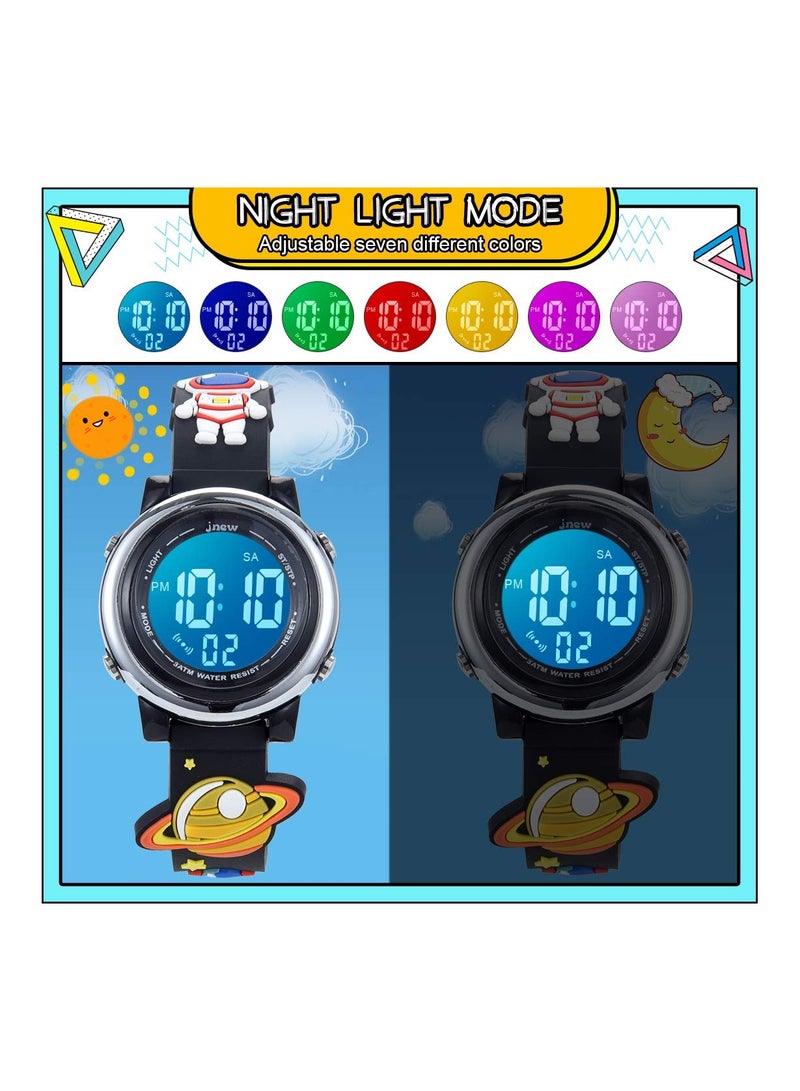 Zikra ساعات رقمية مضيئة للأطفال للبنات والأولاد بتصميم كرتوني ثلاثي الأبعاد مع 7 ألوان مضيئة مقاومة للماء للرياضة في الهواء الطلق ساعة يد إلكترونية مع منبه وعداد توقيت للأطفال من 3 إلى 12 سنة - Image 4