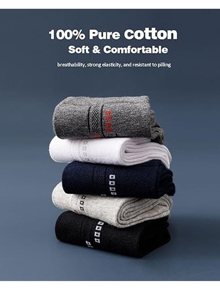 General - 5 Pairs Men's 100% Cotton Crew Socks,Mid-Calf, Dress Socks, Moisture Wicking, Suitable for All Seasons, Striped Pattern in a Variety of Colors for Business Casual Wear - Image 1