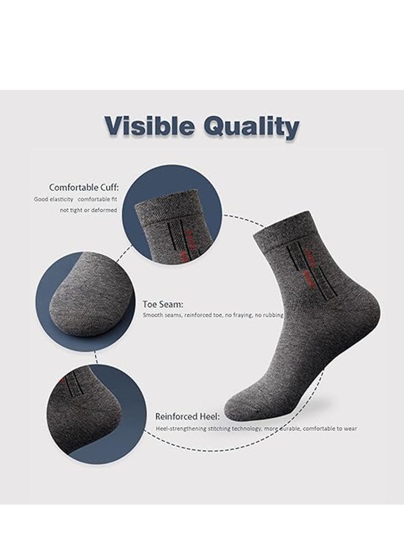 General - 5 Pairs Men's 100% Cotton Crew Socks,Mid-Calf, Dress Socks, Moisture Wicking, Suitable for All Seasons, Striped Pattern in a Variety of Colors for Business Casual Wear - Image 1