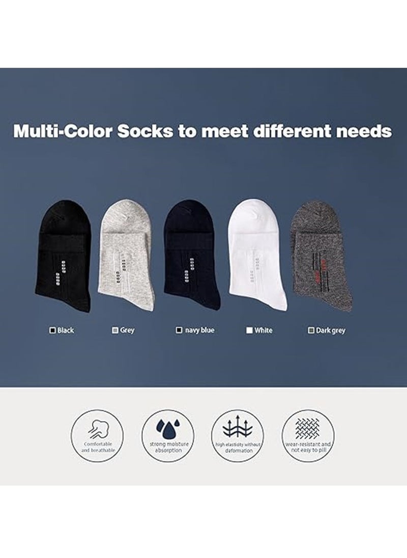 General - 5 Pairs Men's 100% Cotton Crew Socks,Mid-Calf, Dress Socks, Moisture Wicking, Suitable for All Seasons, Striped Pattern in a Variety of Colors for Business Casual Wear - Image 1