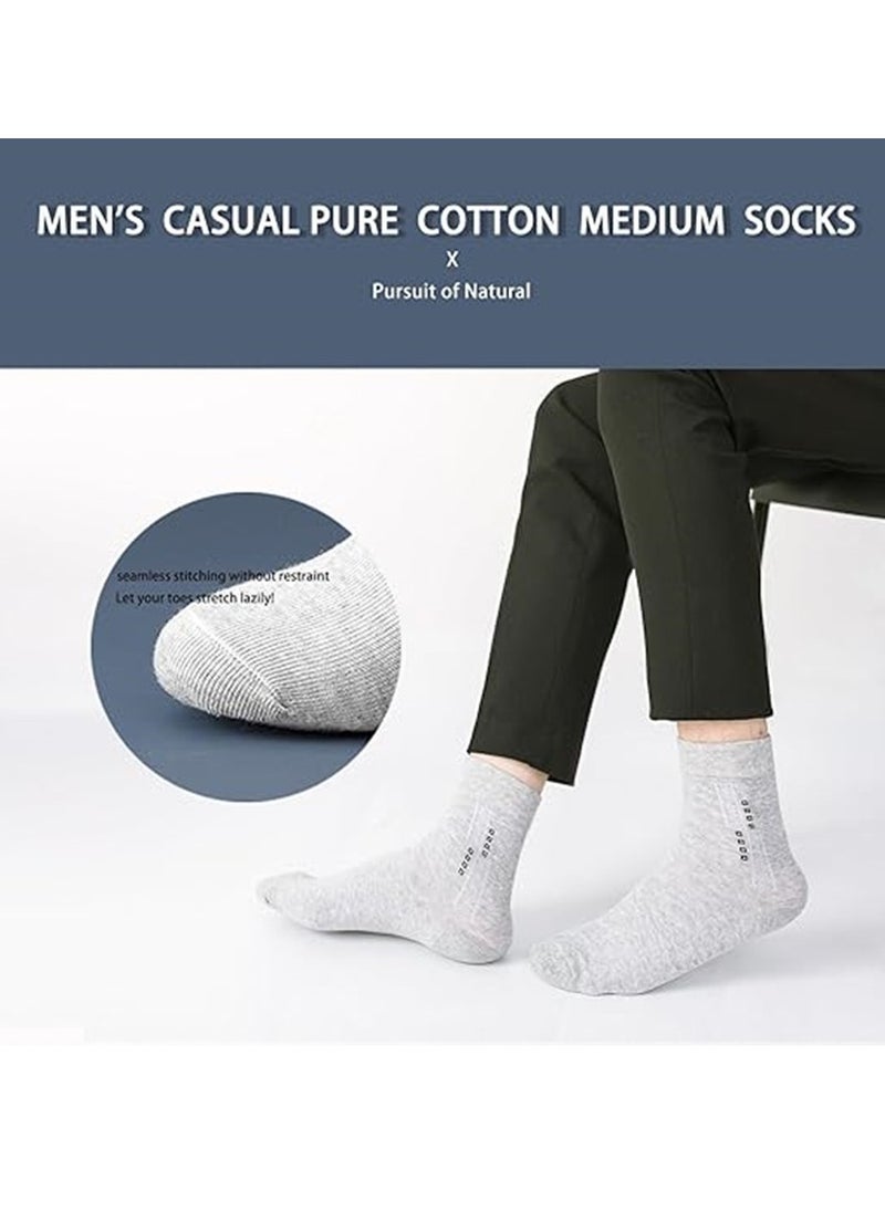 General - 5 Pairs Men's 100% Cotton Crew Socks,Mid-Calf, Dress Socks, Moisture Wicking, Suitable for All Seasons, Striped Pattern in a Variety of Colors for Business Casual Wear - Image 1